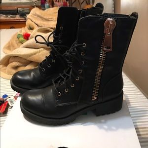 Black combat boots