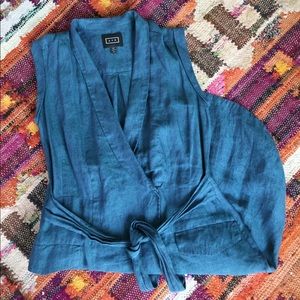 AYR Linen Utility dress, "bleu fir". NWOT