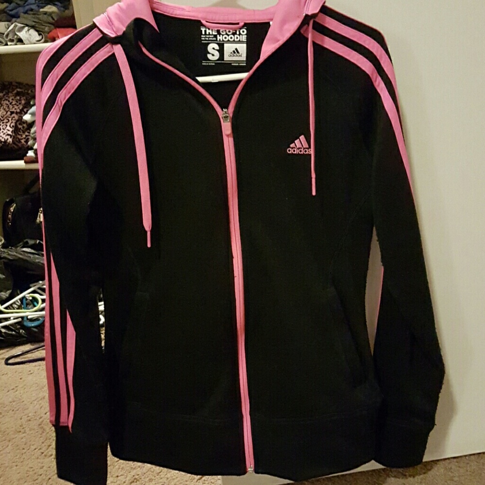 Adidas pink and black hoodie