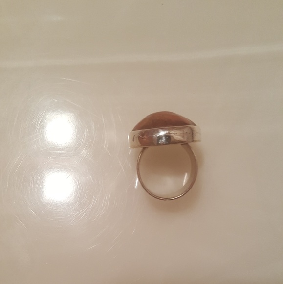 Hand Domed &Hammered Copper, Set In Sterling Ring - Picture 4 of 4