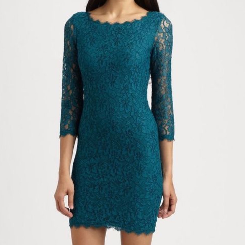 DvF Zarita Teal Dress, Size 6