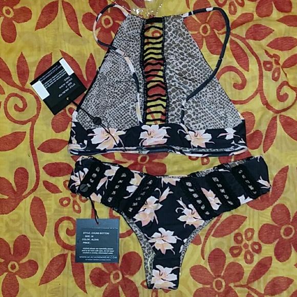 New acacia set aloha malibu P chuns M bikini black - Picture 6 of 7