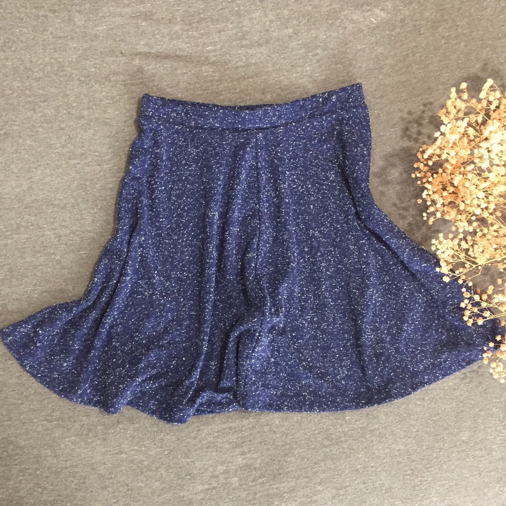 Topshop Andie Speckled Navy Skater Skirt