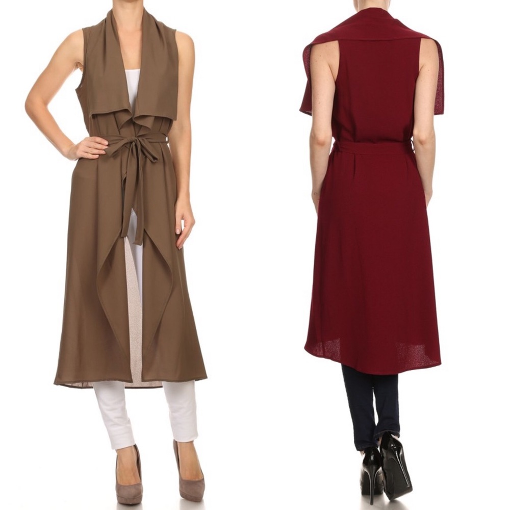 ๐CLEARANCE๐ Mocha Sleeveless Trench Vest - Picture 4 of 5