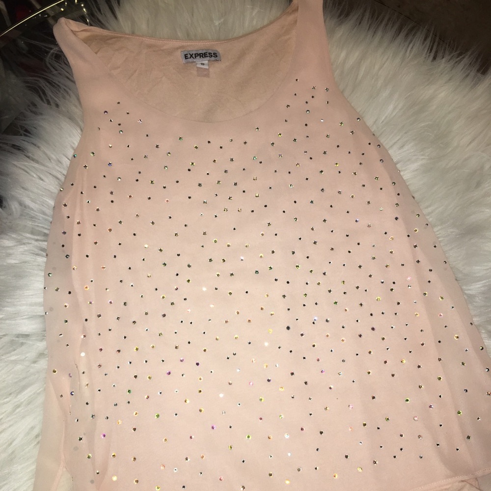 Light pink shirt with rhinestone