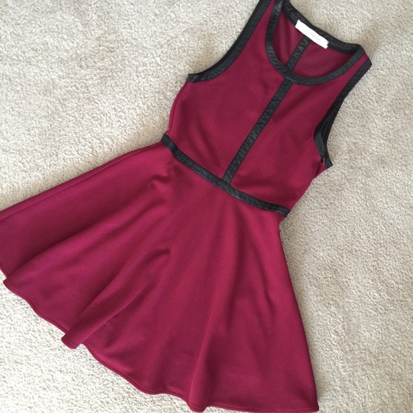 Irene's Story Dresses & Skirts - Irene's Story Faux Leather Trim Flare Dress size s