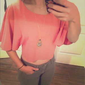 Urban Outfitters Flutter-sleeved Crop Top