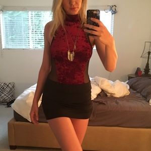 Nasty Gal Dark velvet and sheer bodysuit