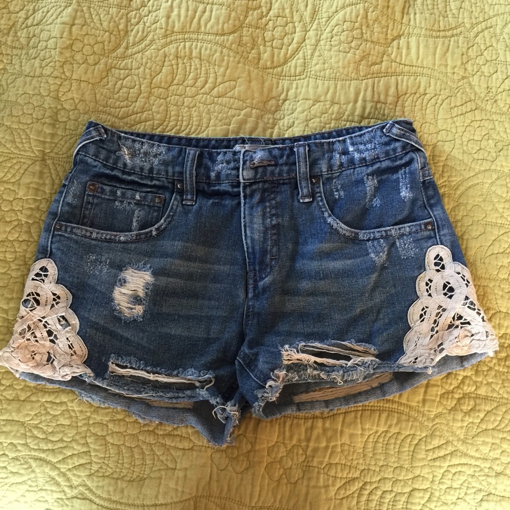 Free People Denim Lace Shorts