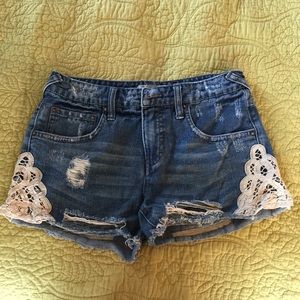 Free People Denim Lace Shorts