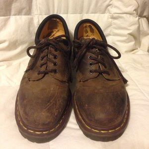 Dr. Martens Brown Leather with multi-colored laces