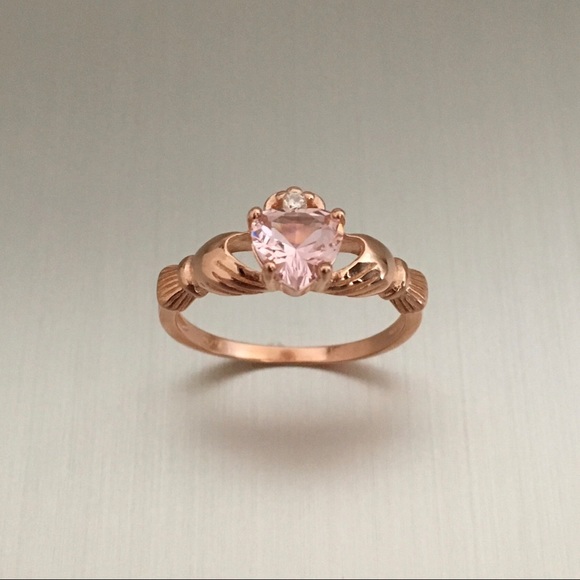 Rose Gold Plated Sterling Silver Claddagh Ring, Irish Rings, Heart Ring - Picture 3 of 5