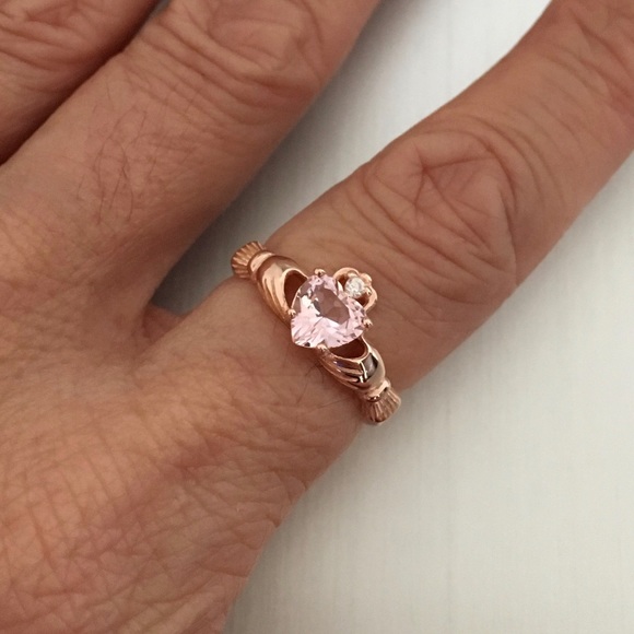 Rose Gold Plated Sterling Silver Claddagh Ring, Irish Rings, Heart Ring - Picture 4 of 5