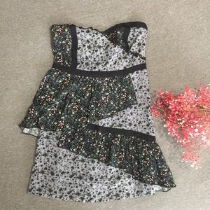 Kimchi Blue Floral Ruffle Strapless Dress