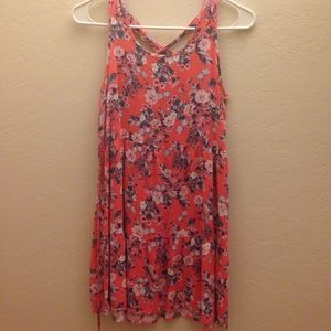 Pink floral summer mini dress
