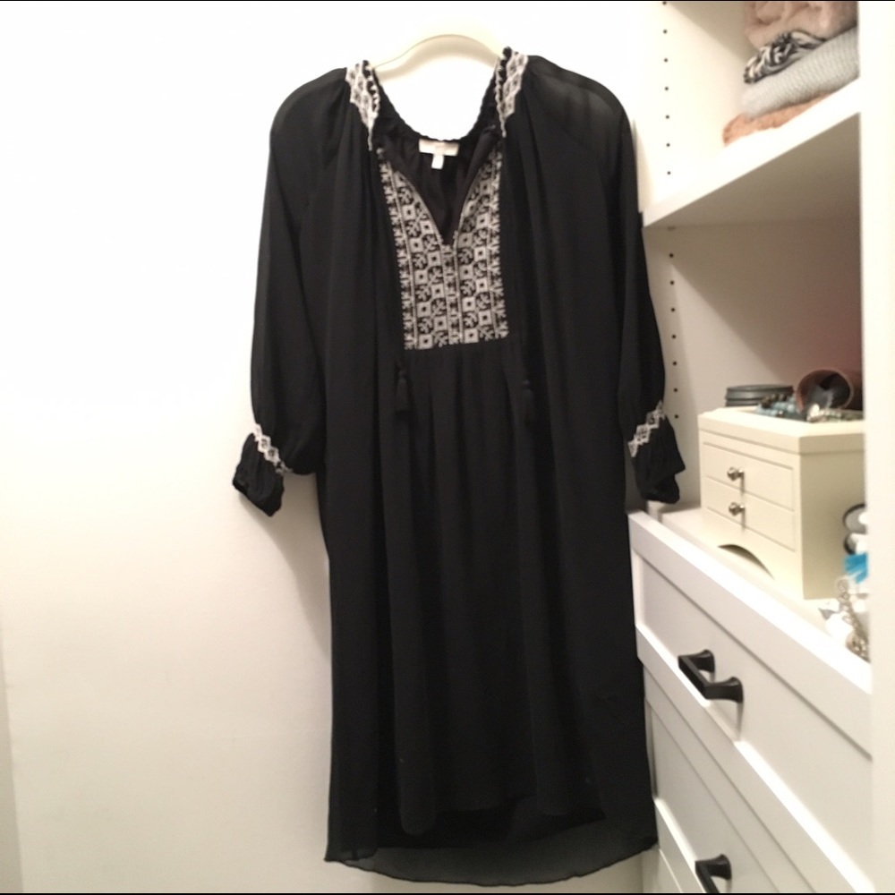 JOIE EMBROIDERED BLACK DRESS