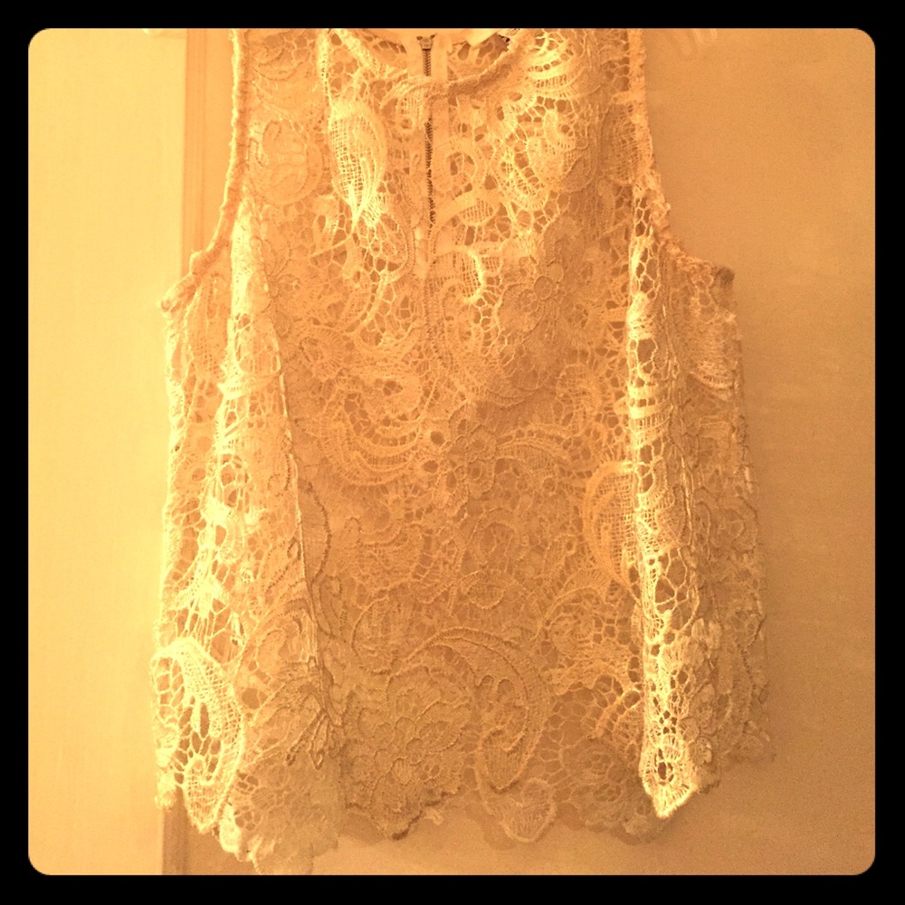 White and Gold Lace Crop Top