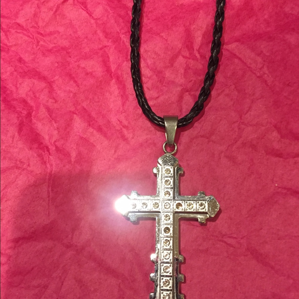 Cross necklace sterling silver with Rhinestones