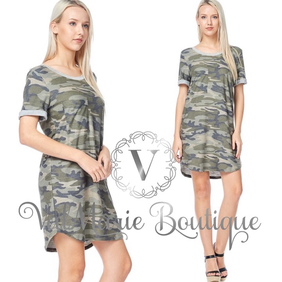 📍CLEARANCE📍French Terry Camouflage Tshirt Dress - Picture 3 of 4
