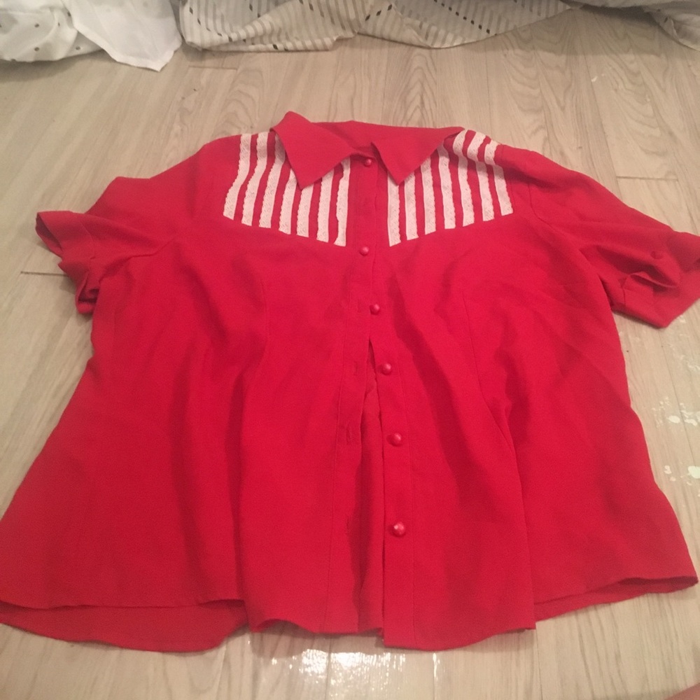 Red and lace top