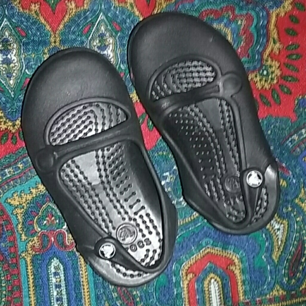 Infant Sz 5 Black Slip-on  CROCS with Strap