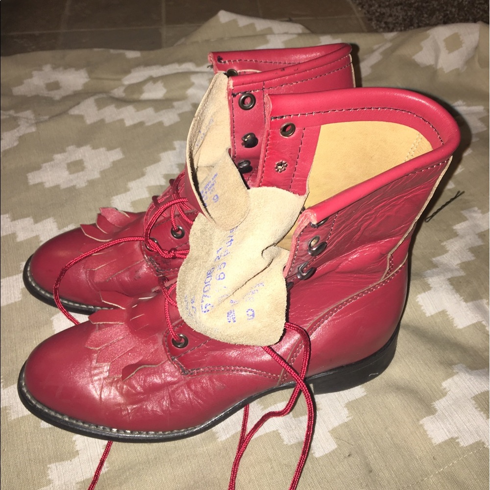 Red leather rodeo boots