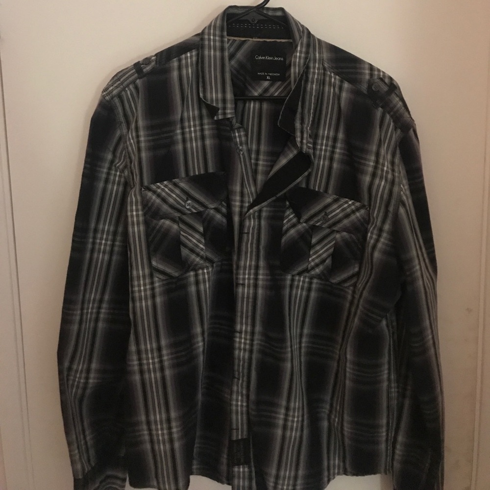 Calvin Klein Jeans button down flannel t-shirt xl