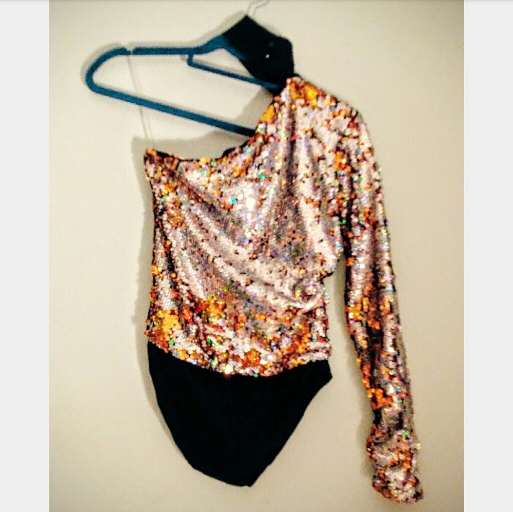 Jaded London One Sleeve Sequin Bodysuit