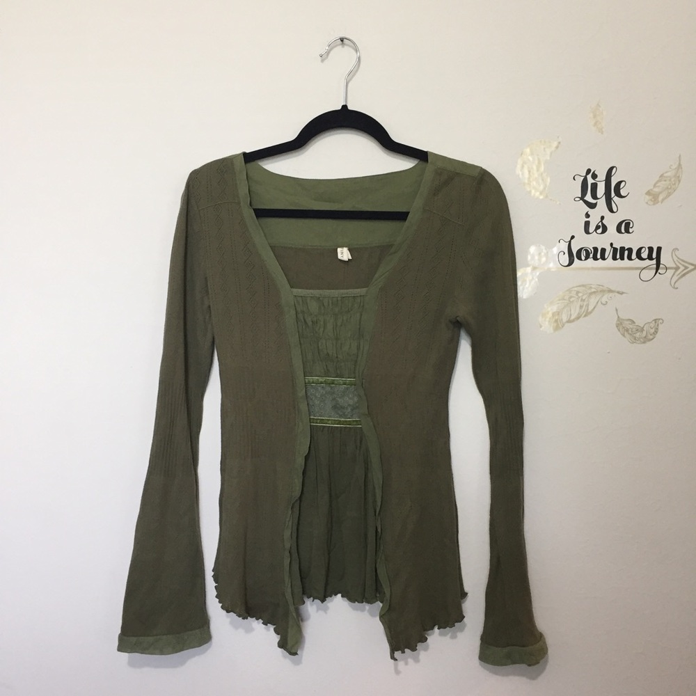 Tiny Mixed Media Peasant Boho Hippie Top