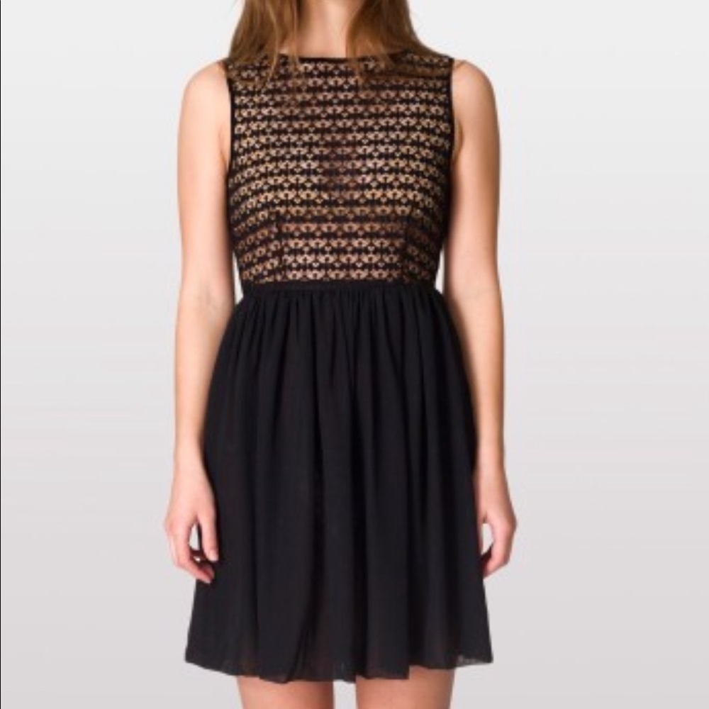 AA BLACK SLEEVELESS LACE CHIFFON DRESS SZ XS