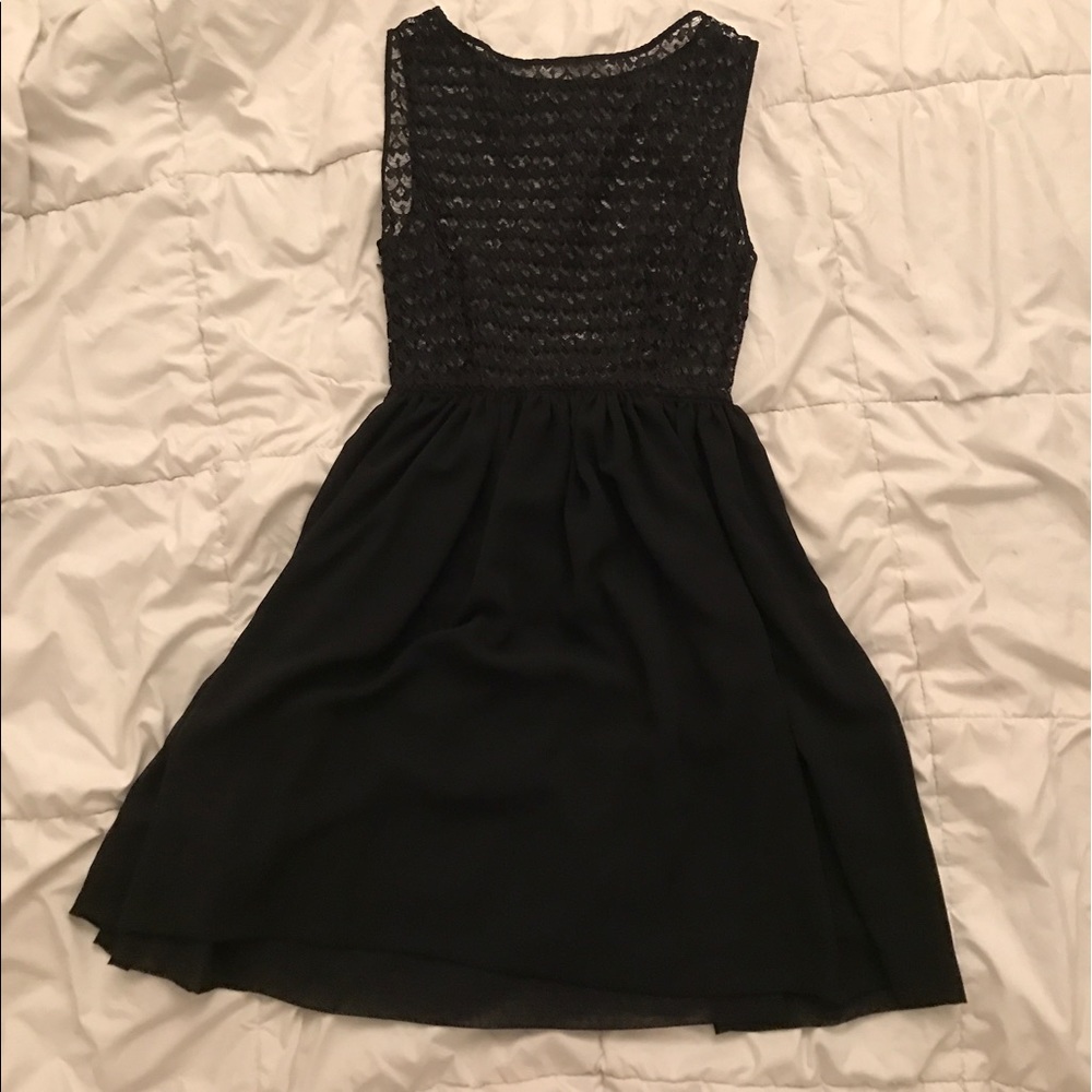 AA BLACK SLEEVELESS LACE CHIFFON DRESS SZ XS - Picture 2 of 4