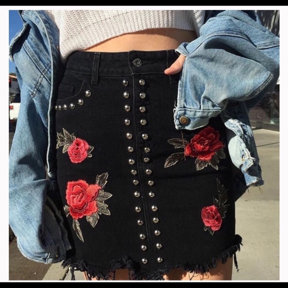 LF Black Denim Skirt