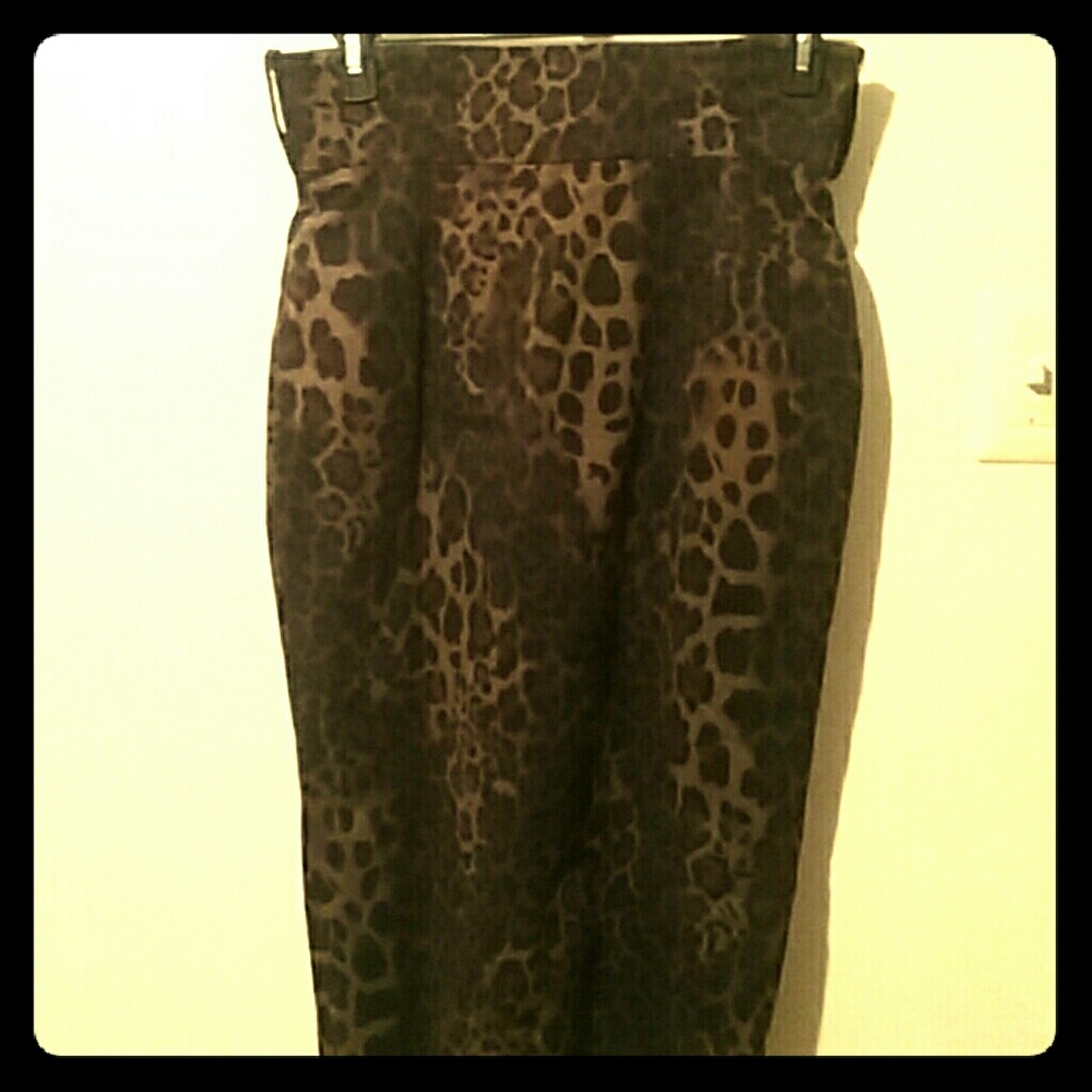 NWT Helene Berman Leopard Print Pencil Skirt sz 10
