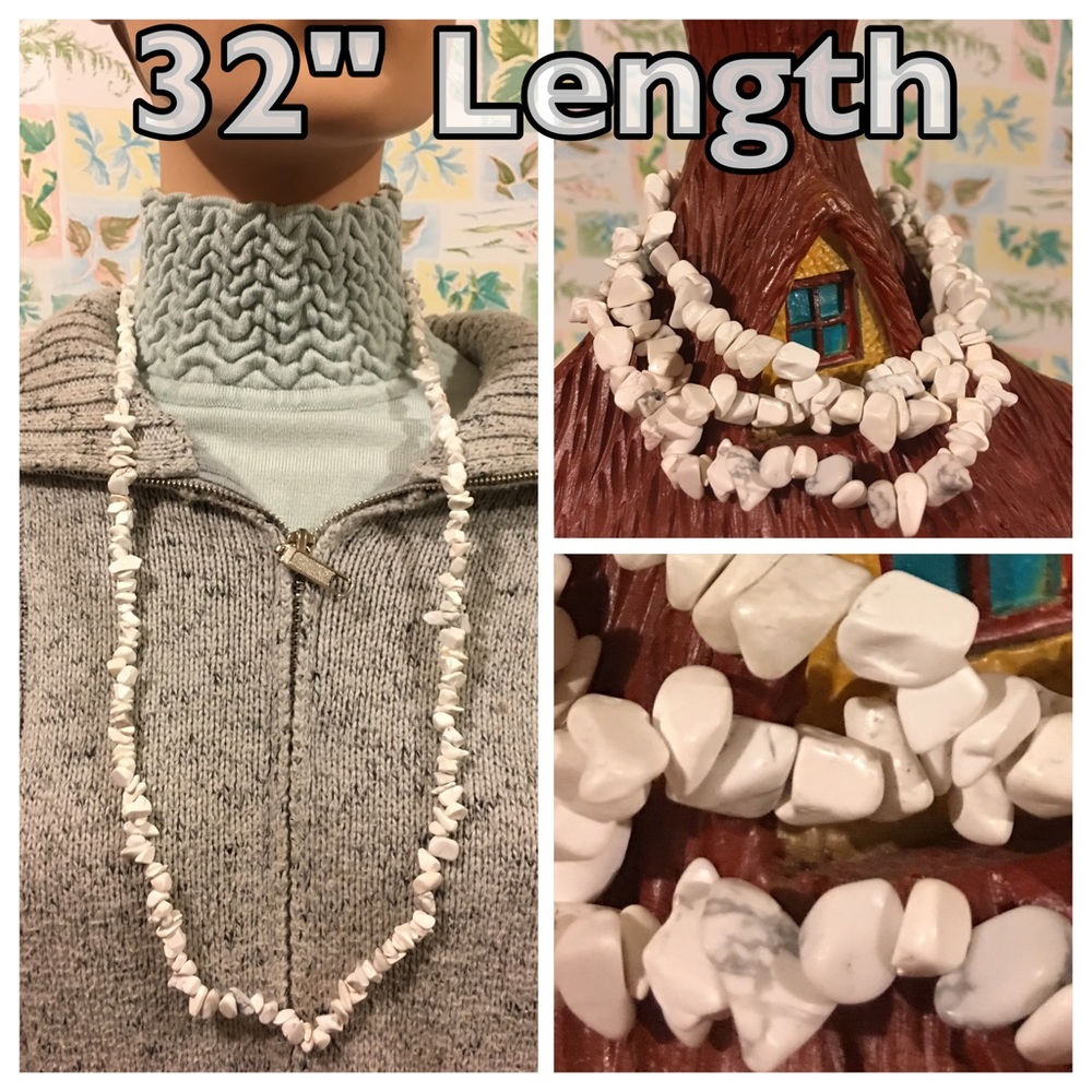 White Magnesium Stone Chip Necklace - Picture 2 of 7