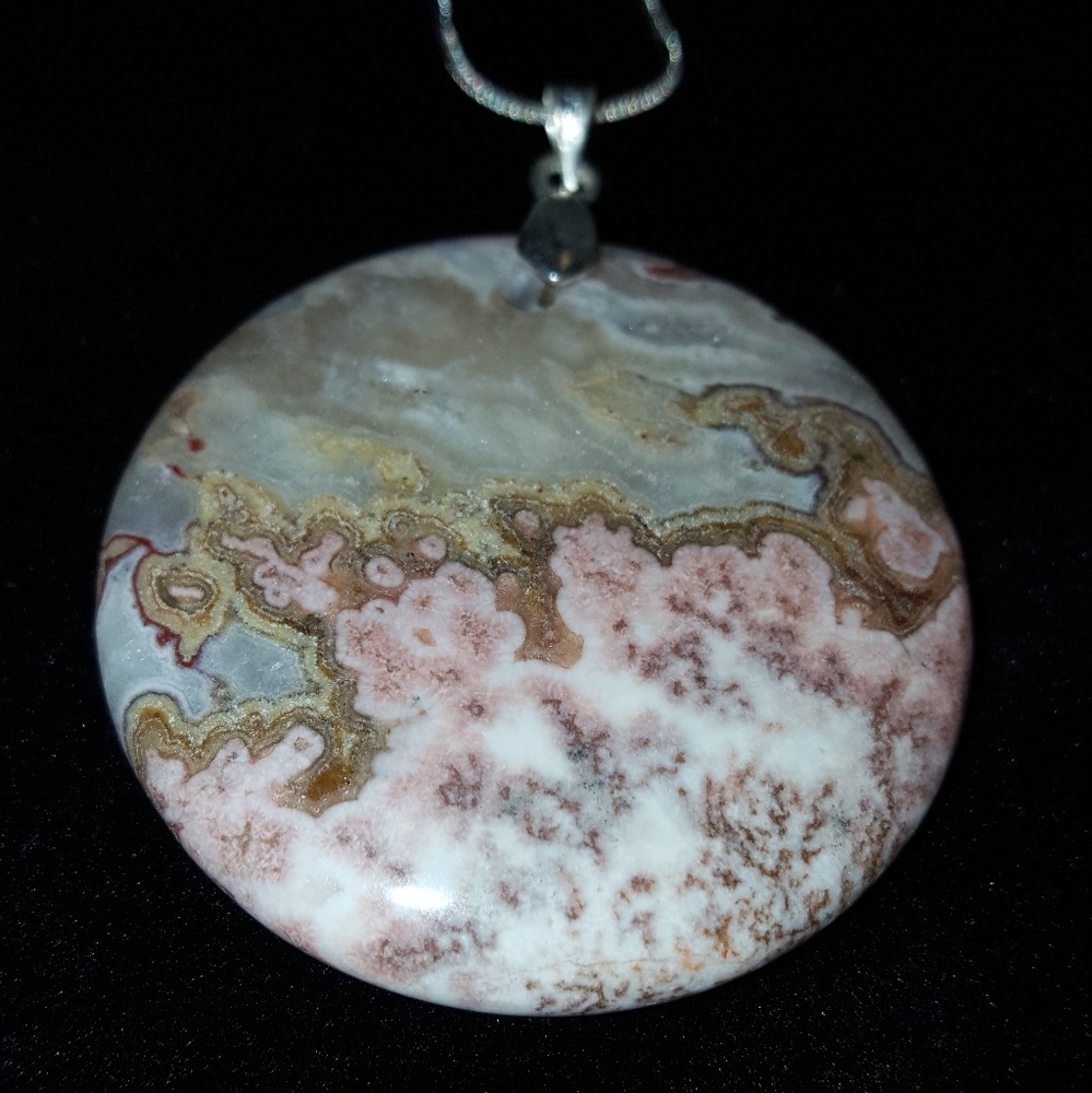 NEW Genuine 1.75" Agate pendant+28" 925 chain USA