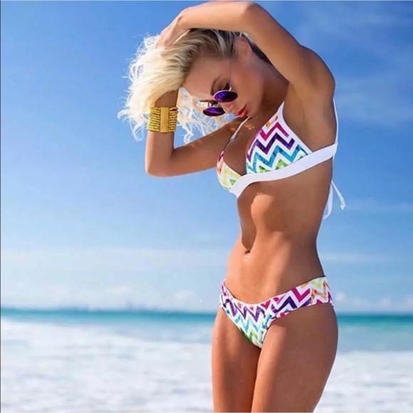 Rainbow Chevron Triangle Bikini - Picture 3 of 7