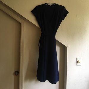 Shabby Apple cap sleeve navy cap sleeve wrap dress