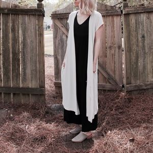 SILK GEORGETTE CREPE LONG CAP-SLEEVE JACKET