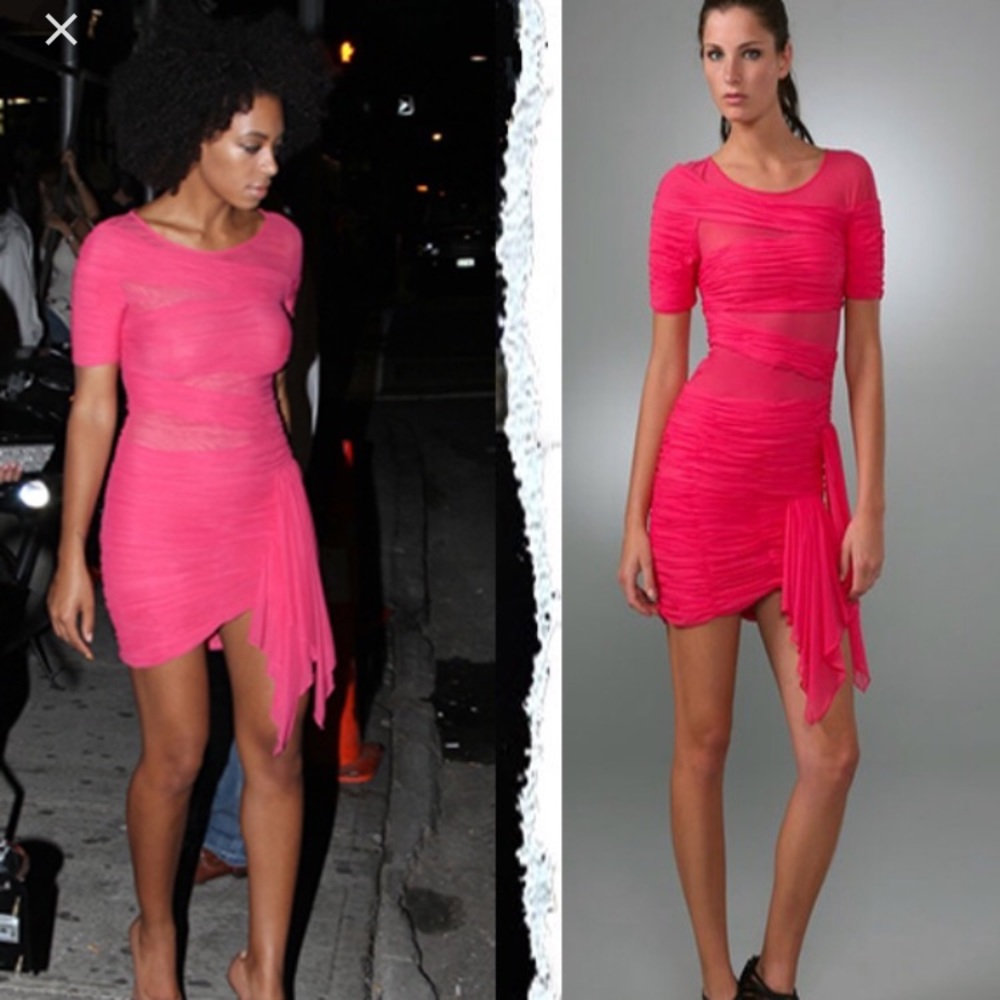 Bcbg runway banded pink mesh dress in xs