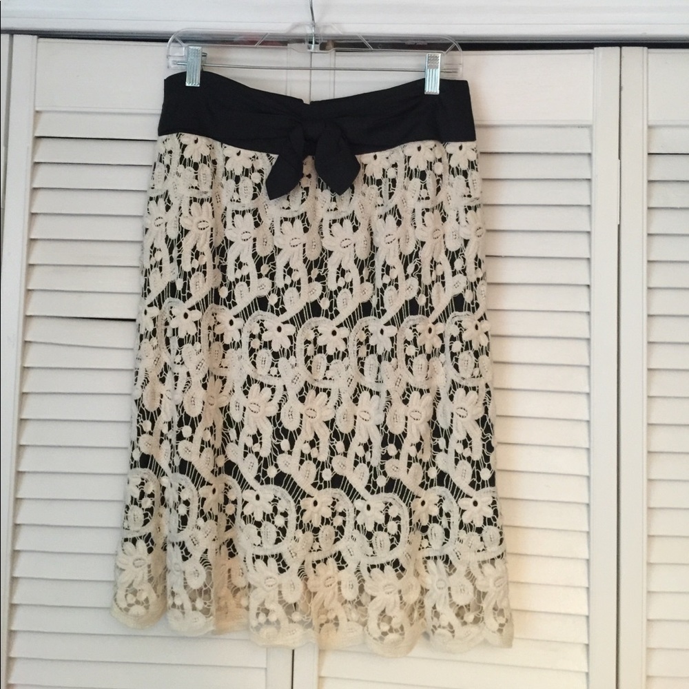 Anthropologie Cream Lace Skirt