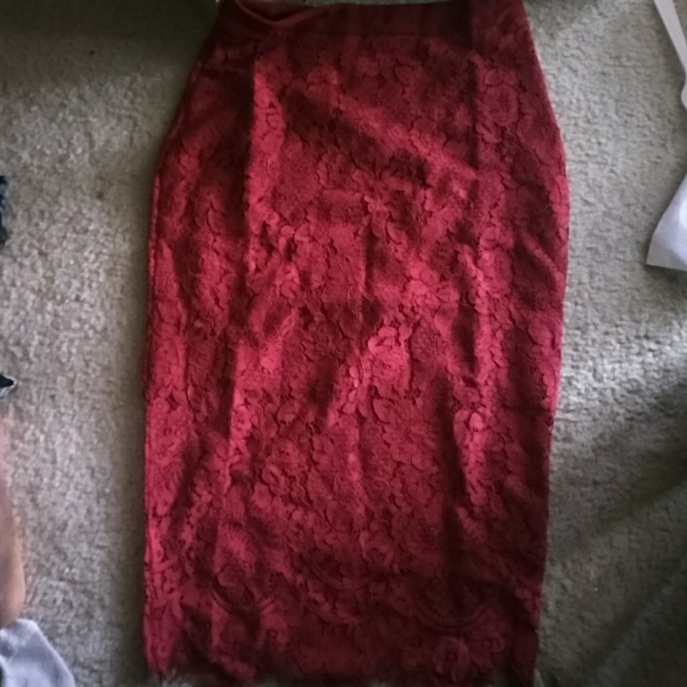 Red/ wine lace skirt (Missguided)