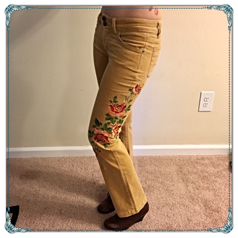 Vintage 90s Embroidered Corduroys