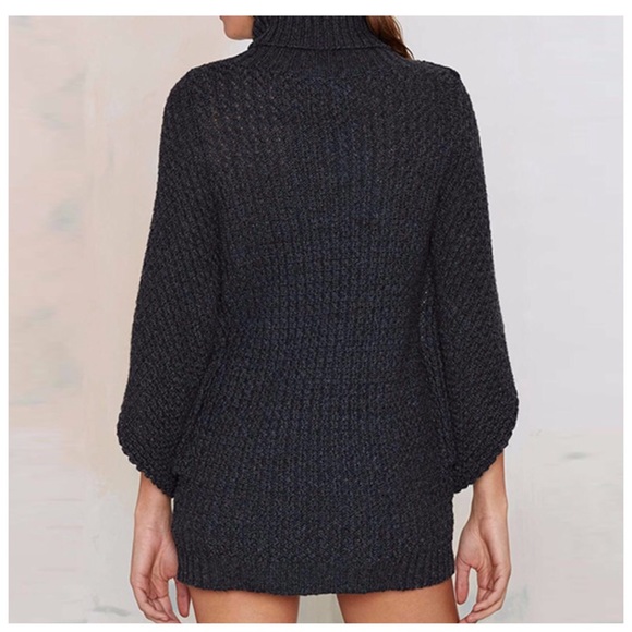 🆕 Charcoal Gray Knit Cape Sweater Or Dress - Picture 3 of 4