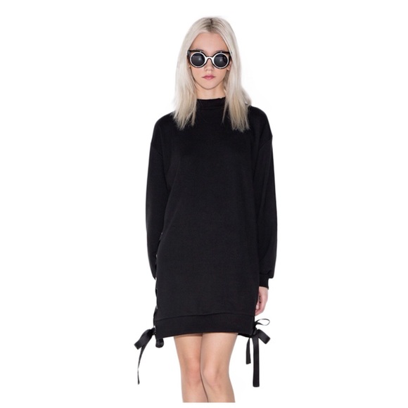 Black Long Ribbon Tie Side Top D40 - Picture 2 of 5