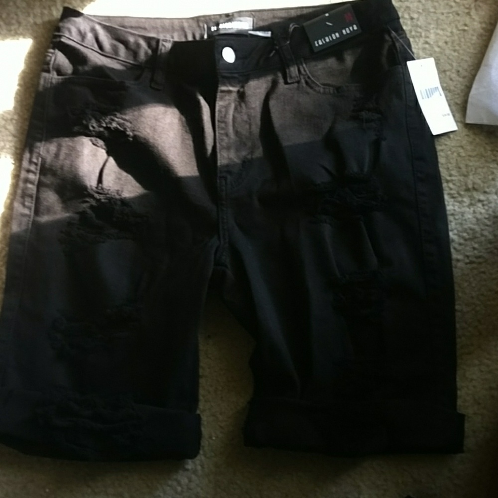 Fashion Nova distressed black shorts