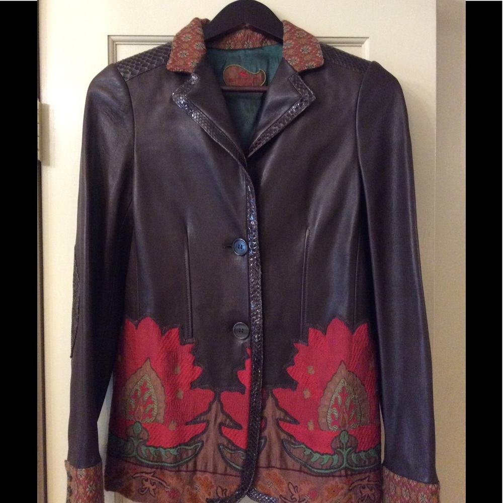 NEW ETRO Appliqué Leather  jacket sz6