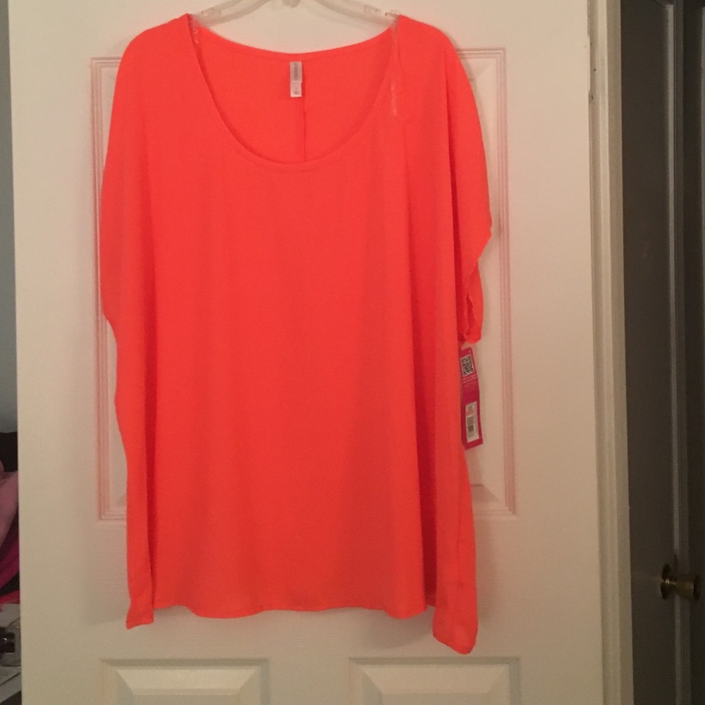 Xhiliration brand neon orange top
