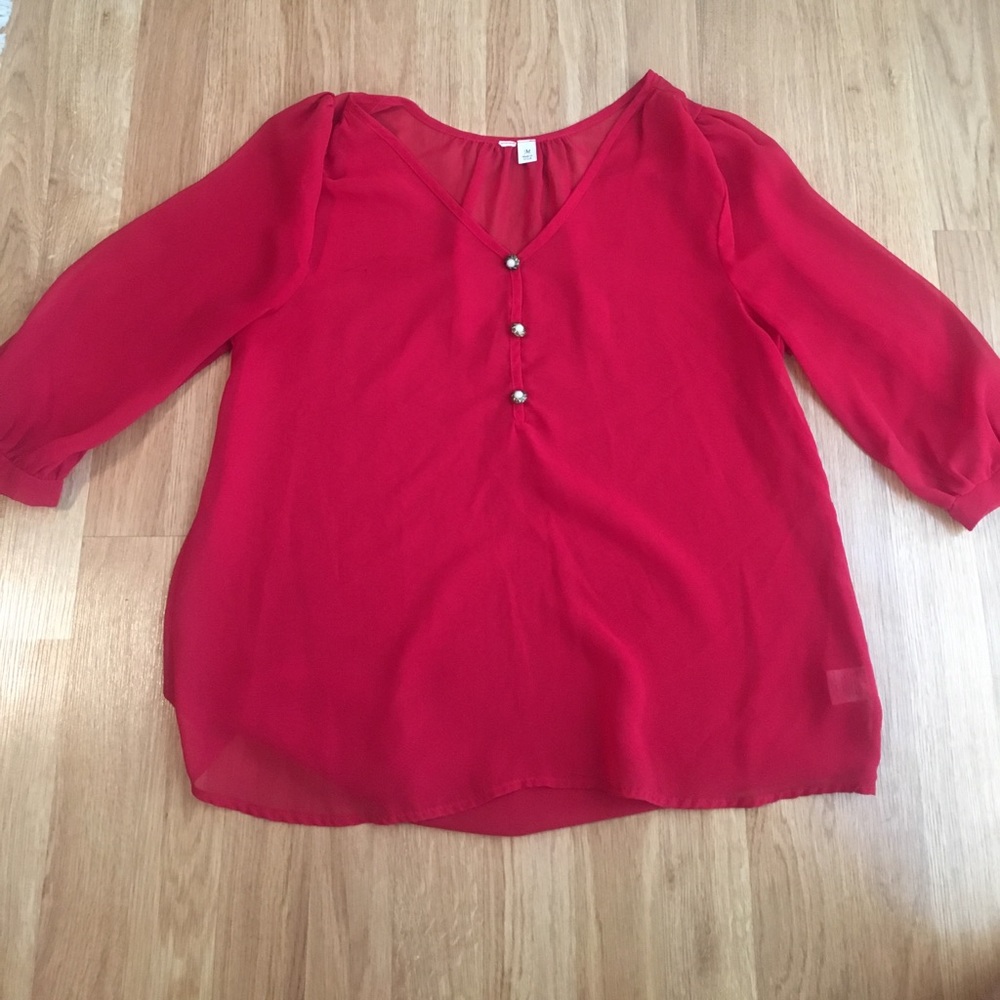 Red sheer top