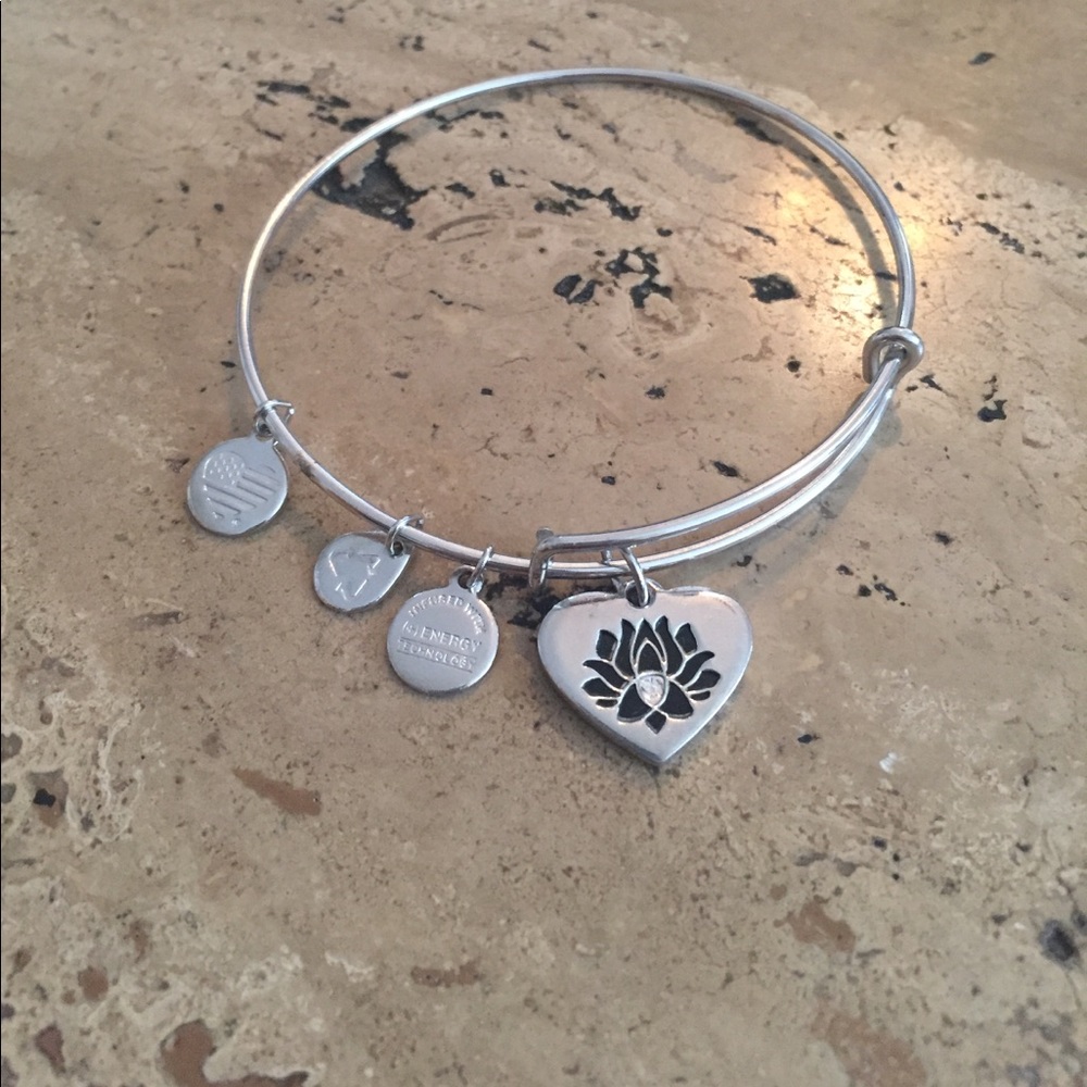Alex and Ani Lotus Peace Petal HeartCharm Bracelet