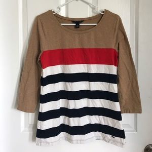 Striped 3-Quarter Length Sleeve Top